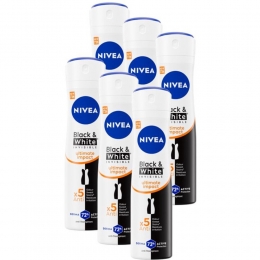 6xNiveaDeodorantSprayBlackWhiteUltimateImpact150ml