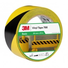 3M766WaarschuwingsmarkeringtapeGeelZwart-50MmX33M