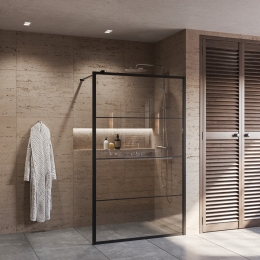 BWSInloopdoucheFrame120x200cm8mmNANOGlasMatZwartRaster