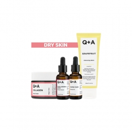 QADrySkin-Reinigingsbalsem1x125mlGezichtsserum1x30mlGezichtsolie1x30mlDagcrme1x50gr-Pakket