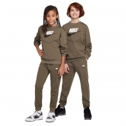 NikeSportswearBigLogoCrewTrainingspakKidsOlijfgroenWit