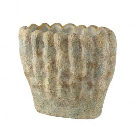 PTMDContinaGreenOvalCementPotThickWavyL