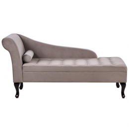 Beliani-PESSAC-Chaiselongue-Taupe-Linkerzijde-Fluweel