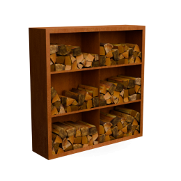 EguracortenstaalHoutopslag6vakkenmetachterwandL150xB385xH150cmGeroba-Geroba