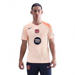 NikeFCBarcelonaStrikeTrainingsshirt2025-2026OranjeDonkerblauw