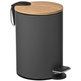 5FivePedaalemmer-donkergrijs-metaal-3L-24cm-prullenbak