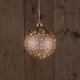 BOTBallGlassMattBronzeWithStars12cmkerstverlichtingAnnasCollection-Annascollection