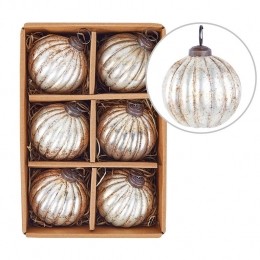 Beliani-IVOIRE-Kerstballensetvan6-Zilver-Glas