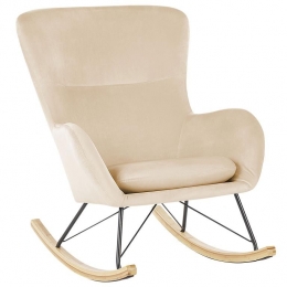 Beliani-ELLAN-Schommelstoel-Beige-Fluweel