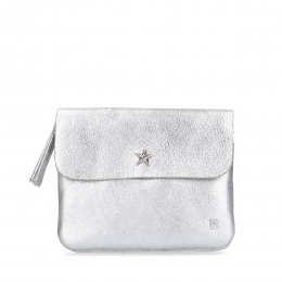 Zilverkleurigelerenportemonnee