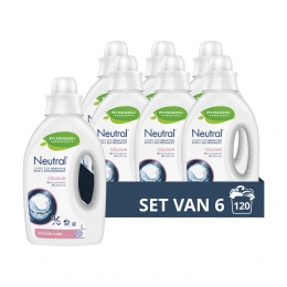 6xNeutralVloeibaarWasmiddelKleur20Wasbeurten1liter