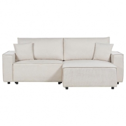 Beliani-KARILA-Hoekbankmetslaapfunctie-Beige-Linkszijdig-Polyester