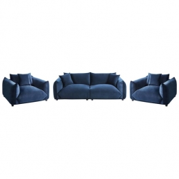 Beliani-LUVOS-Bankenset-Donkerblauw-Fluweel