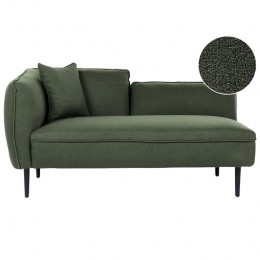 Beliani-CHEVANNES-Chaiselongue-Donkergroen-Linkszijdig-Boucle