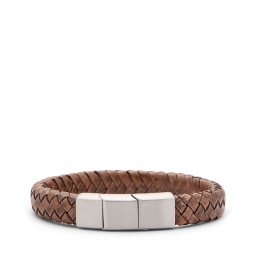 Bruinelerengevlochtenherenarmband