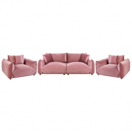 Beliani-LUVOS-Bankenset-Roze-Fluweel
