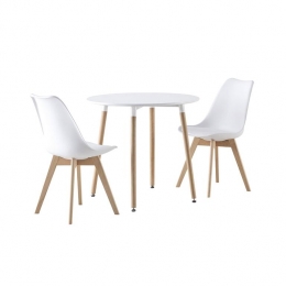 sweeek-RondeScandinavischeeettafelinhout2stoelen