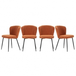 Calicosy-Set4stoelenMEGAN-L47cm-Geribbeldefluweel-Oranje