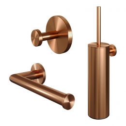 ToiletaccessoireSetBrauerCopper3-in-1metPVDcoatingGeborsteldKoper