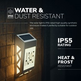 Numa-Solarverlichthuisnummermet8LEDaposs-Solarhuisnummerverlichting-metschemerschakelaar-3000Kwarmwit-zilver-IP65waterdicht