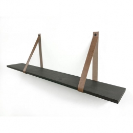 Woodbrothers18mmwandplankrechtzwart150x20cmlerenriemcognac