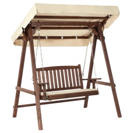 Beliani-CAVIOLA-Schommelbank-Beige-Vurenhout