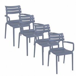 Paristuinstoeldonkergrijs-4stuks