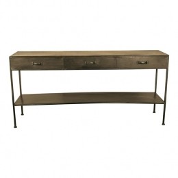 PTMDSimpleMetalGoldsidetableopen3drawers