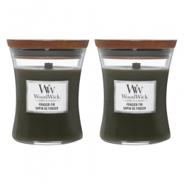 2xWoodWickGeurkaarsMediumFrasierFir275gr