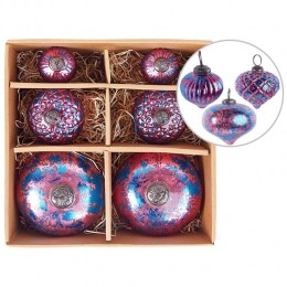 Beliani-ASTRALE-Kerstballensetvan6-Roze-Glas