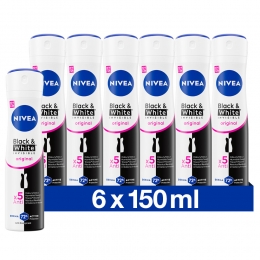 6xNiveaDeodorantSprayInvisibleForBlackWhiteClear150ml