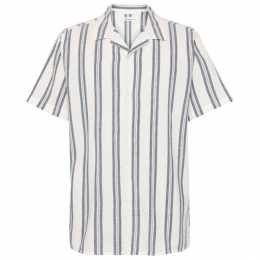 KnowledgeCottonApparel-BoxSSStripedCottonShirt-OverhemdmaatXLwitgrijs