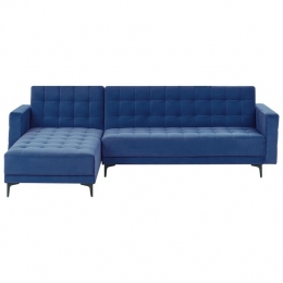 Beliani-ABERDEEN-Hoekbank-Blauw-Rechterzijde-Fluweel
