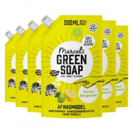 6xMarcelsGreenSoapAfwasmiddelLemonBergamotNavulling500ml