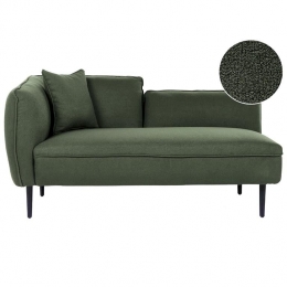 Beliani-CHEVANNES-Chaiselongue-Donkergroen-Linkszijdig-Boucle