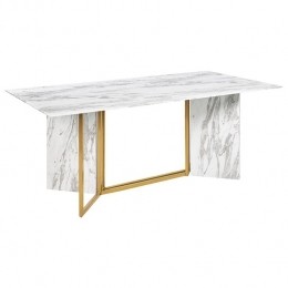 Beliani-CALCIO-Eettafel-MarmerlookGoud-MDF