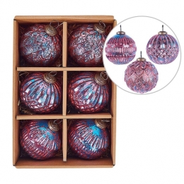 Beliani-ASTRAL-Kerstballensetvan6-Roze-Glas