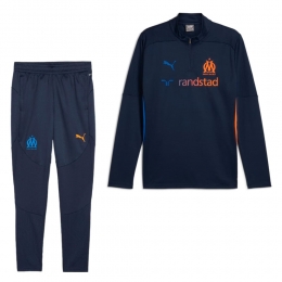 PUMAOlympiqueMarseilleTrainingspak14-Zip2024-2025KidsDonkerblauwOranje