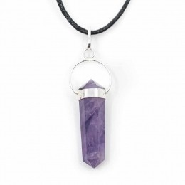 HangerAmethistDubbeleinderZilverkleurig