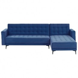 Beliani-ABERDEEN-Hoekbank-Blauw-Linkszijdig-Fluweel