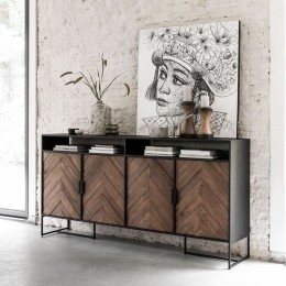 DTPHomeDressoirCrissCrossHoutenstaal200cm-Naturel