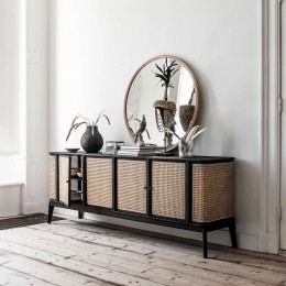 MUSTLivingDressoirRafflesRotanenhout213x80cm-ZwartNaturel