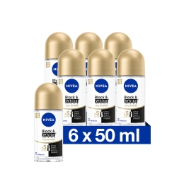 6xNiveaDeodorantRollerBlackWhiteSilkySmooth50ml