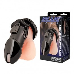 BlueLineAcrylicSee-ThruChastityCageTransparant