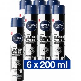 6xNiveaMenDeodorantSprayInvisibleforBlackWhite200ml