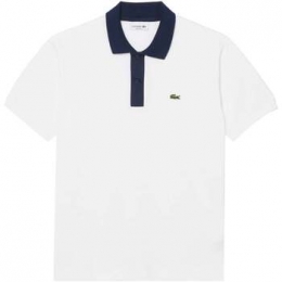T-shirtLacosteClassicFitContrastCollarPoloShirtWhiteNavyBlue