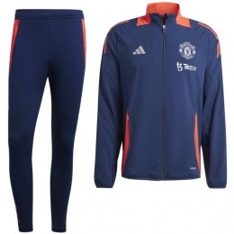 adidasManchesterUnitedPresentatieTrainingspakFull-Zip2024-2025DonkerblauwRoodZilver