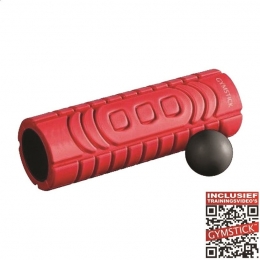 GymstickTravelFoamRollermetMyofascialBalSet-RoodZwart