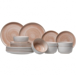 CosyTrendyServiessetBalticPeach18-delig6personen-6borden6diepebordenen6schaaltjes