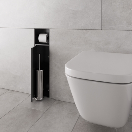 InbouwToiletborstelhouderBWSAlfieMetRolhouderBetegelbaarMatZwart
